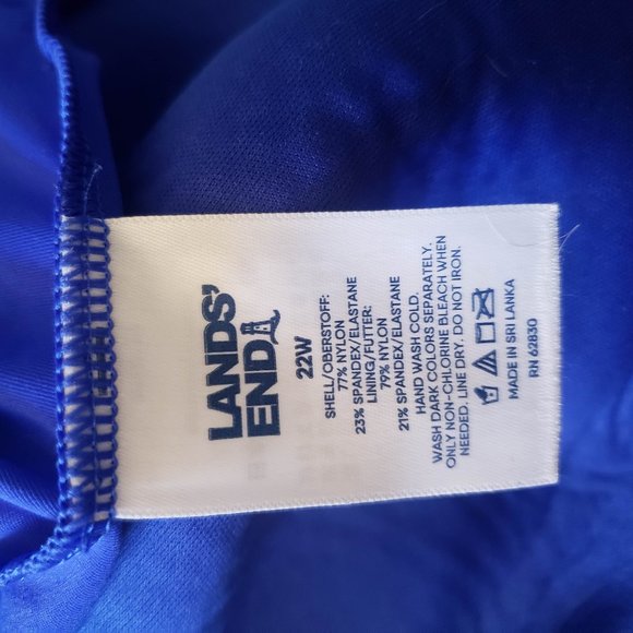 EUC, Land’s End, 22W, Tie-front Underwire Tankini, Electric Blue - Picture 13 of 13